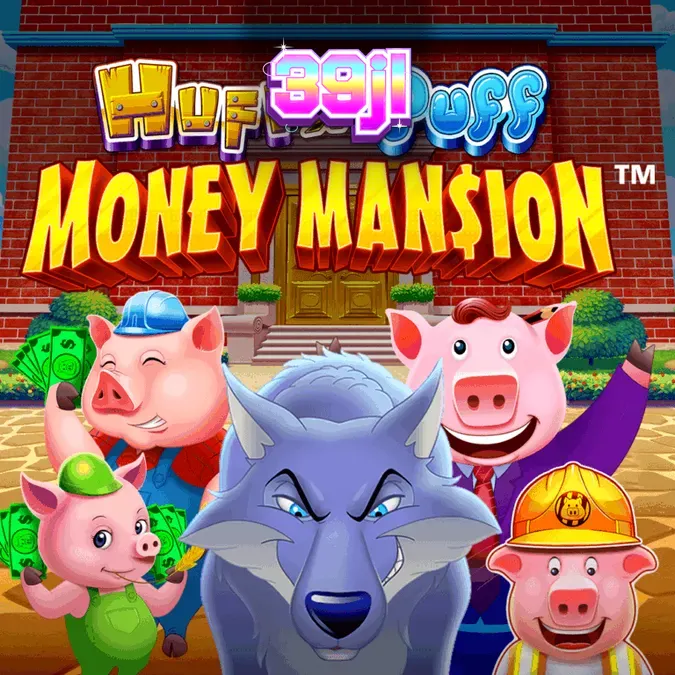 Ang makulay at dynamic na interface ng Huff N Puff Money Mansion slot.